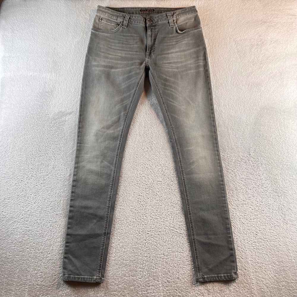 Nudie Jeans Co Skinny Lin Easy Grey Organic Denim Slim Jeans Mens 34x32